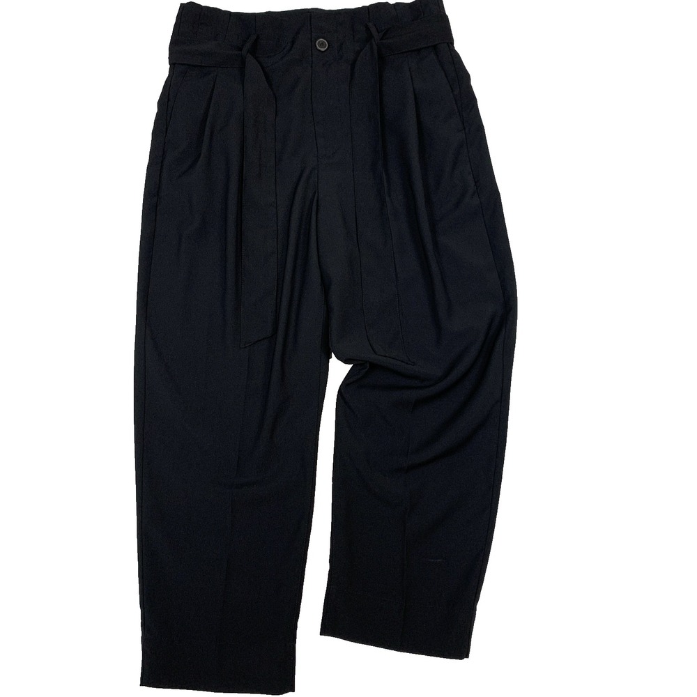 Madewell Women's 10 Black Paperbag Pants Waist Tie Drapey Tapered High Rise